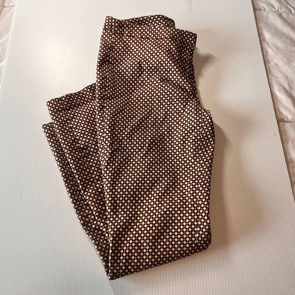 Cynthia Rowley Geometric Diamond Print Slim Ankle Pants Black Yellow Size 4 - Picture 4 of 6